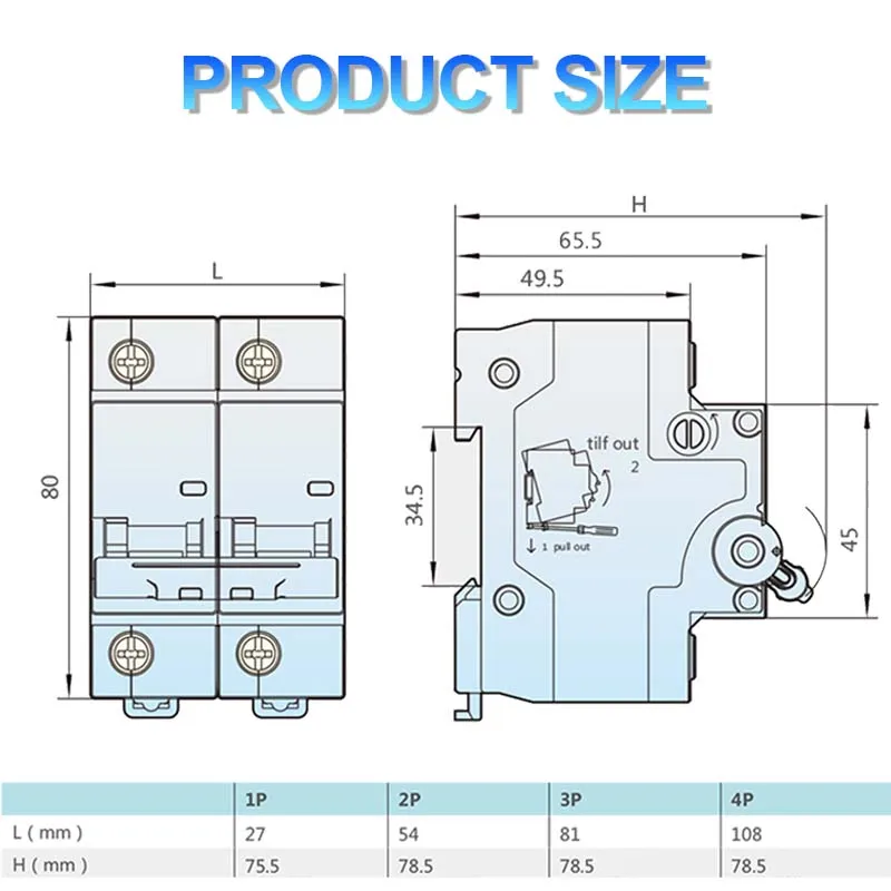 DC MCB CT65-125 Mini Circuit Breaker 1P 2P 80-125A 500V/1000V for Solar Energy Photovoltaic Protection air protect device