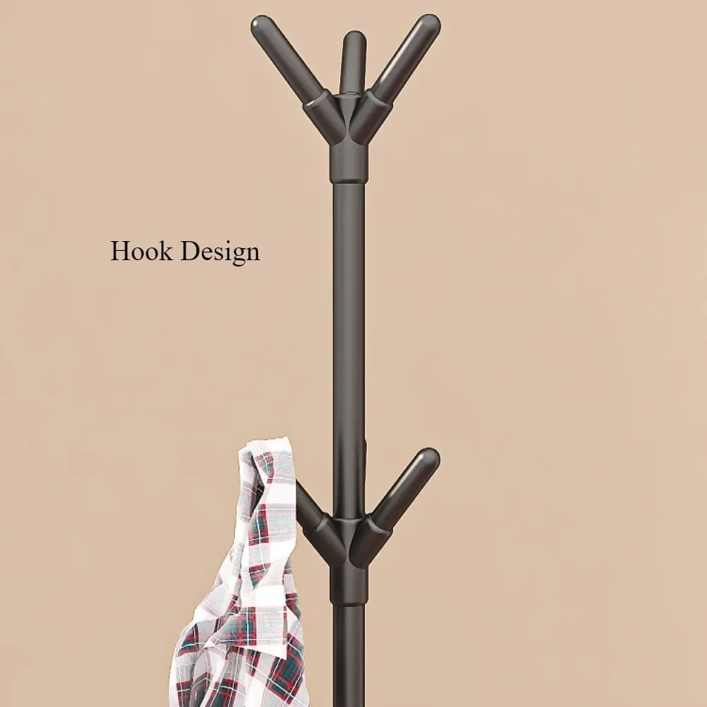 Standing Coat Rack Hook Household Simple Metal Material Clothing Storage Rack Bedroom Space Saving Clothing Hat Storage Shelf