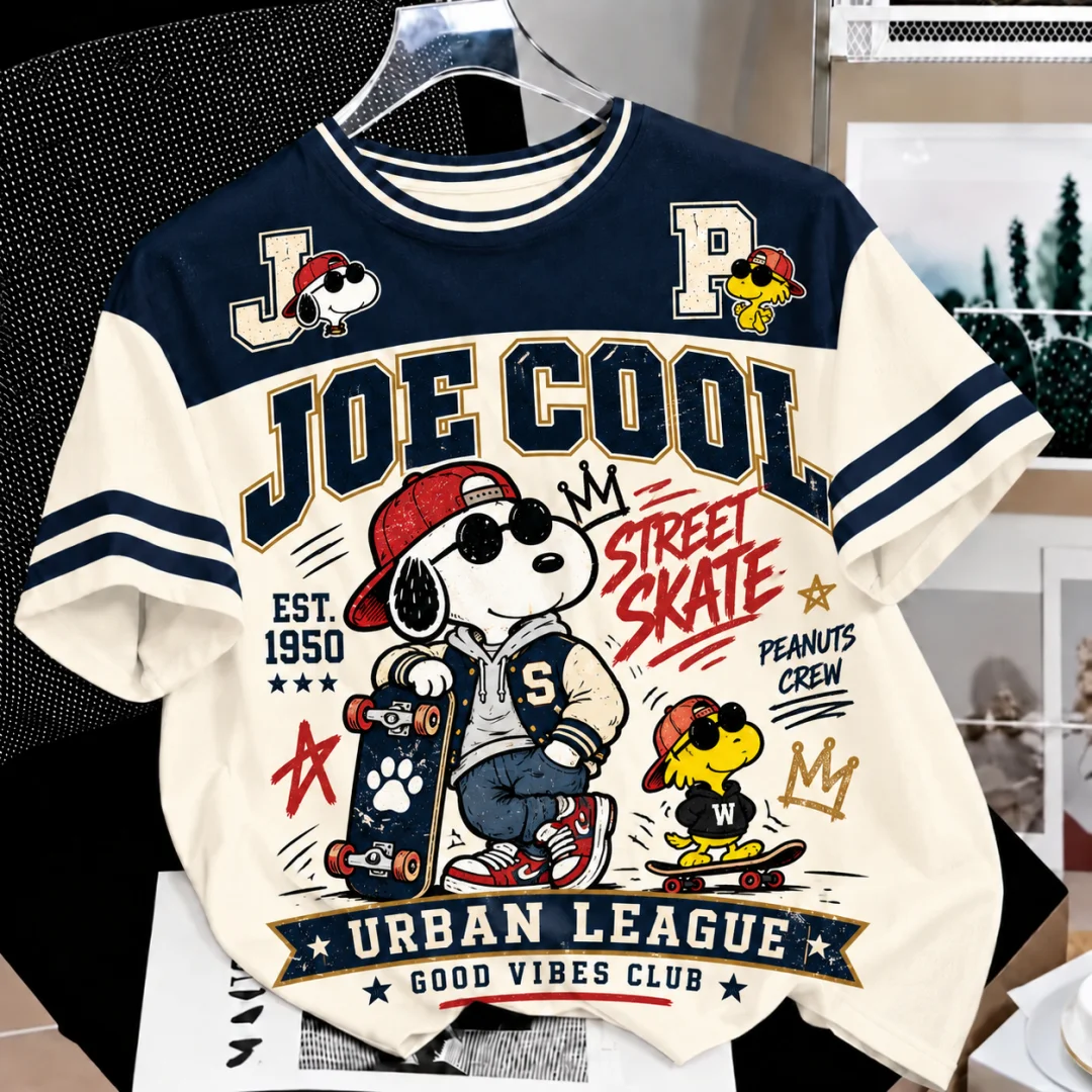 Vintage Snoopy Skateboard T Shirt Men Women Retro Graphic Tee Summer Raglan Short Sleeve Casual Streetwear Unisex Kids Tops