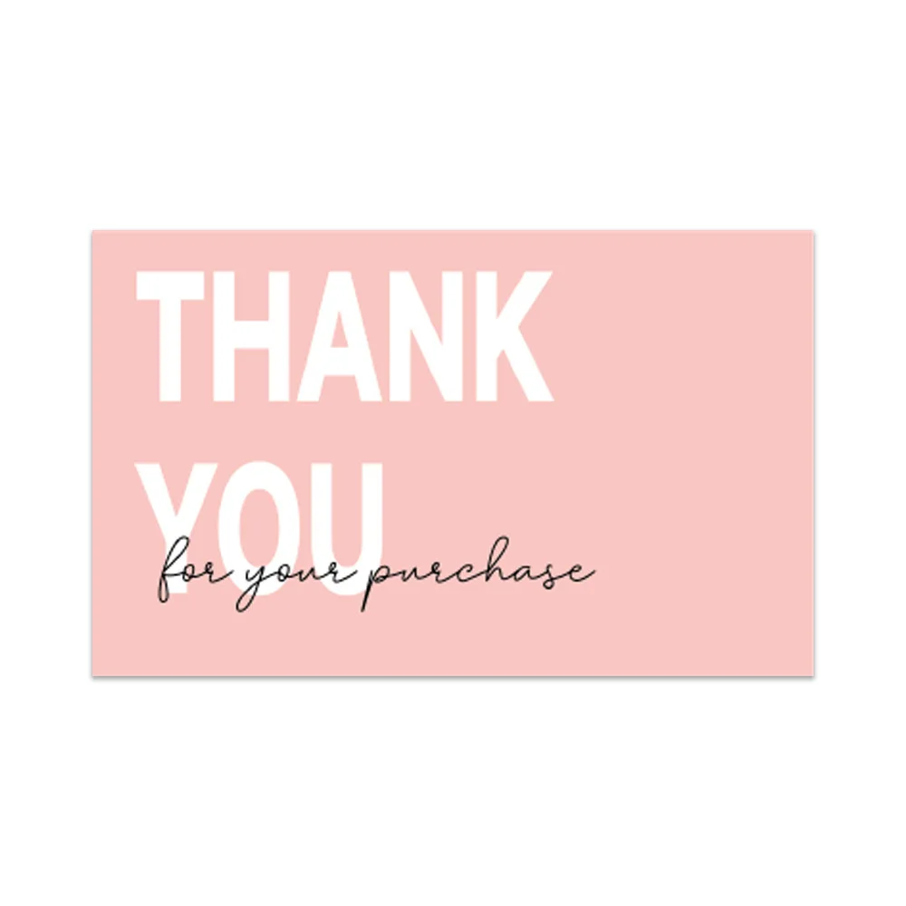 30pcs/Pack Flower Floral Thank You Cards Pink Small Business Card for Bakery Wedding Party Baby Shower Package Insert Mailer Bag