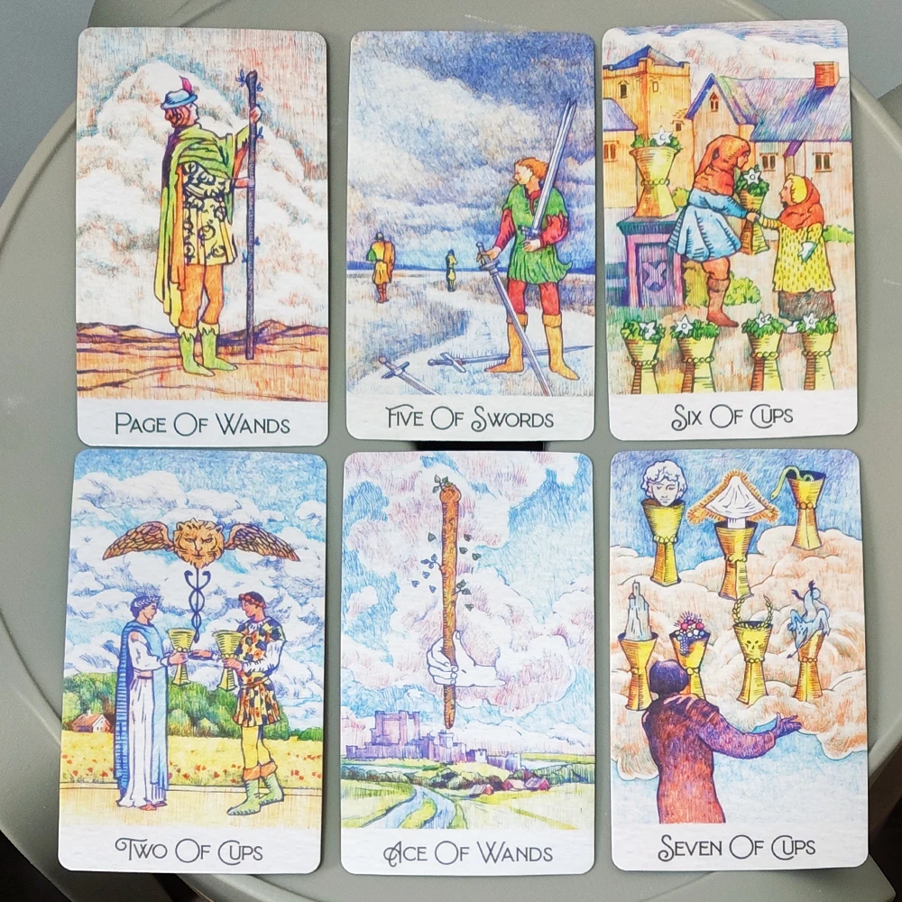 10.3*6cm Reimagined RWS-Inspired Indie Deck  Rediscovered Classic Tarot Deck, 78 Pcs Ballpoint Pen Hand Drawn Tarot Cards