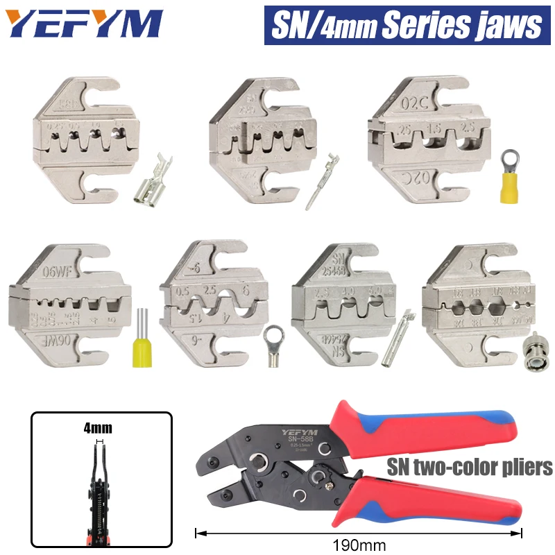 1 pcs Jaw SN Crimping Pliers(Width 4mm/Pliers 190mm) Powder Alloy For TAB 2.8 4.8 6.3 Plug Insulation Tube Terminal Tools