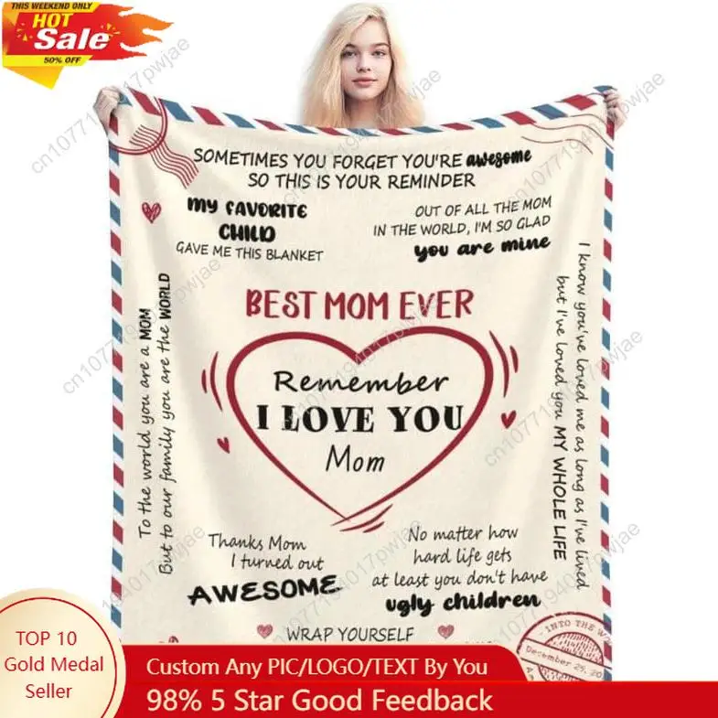 

Letter To Mom Pattern Blanket Mother Gift Soft Comfortable Warm Throw Air-conditioned Room Nap Blanket for Home Custom blankets