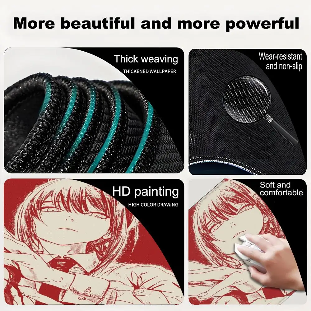 Makima Mousepad Small Office Computer Desk Mat Table Keyboard Chainsaw Man Mouse Pad Laptop Cushion Non-slip Deskpad Home Decor