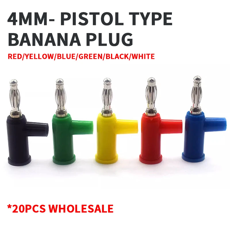 20Pcs 4MM Banana Plug Lantern Head Gun-Type Re-Insertable Test Audio Plug Welding-Free Side Screw Wiring