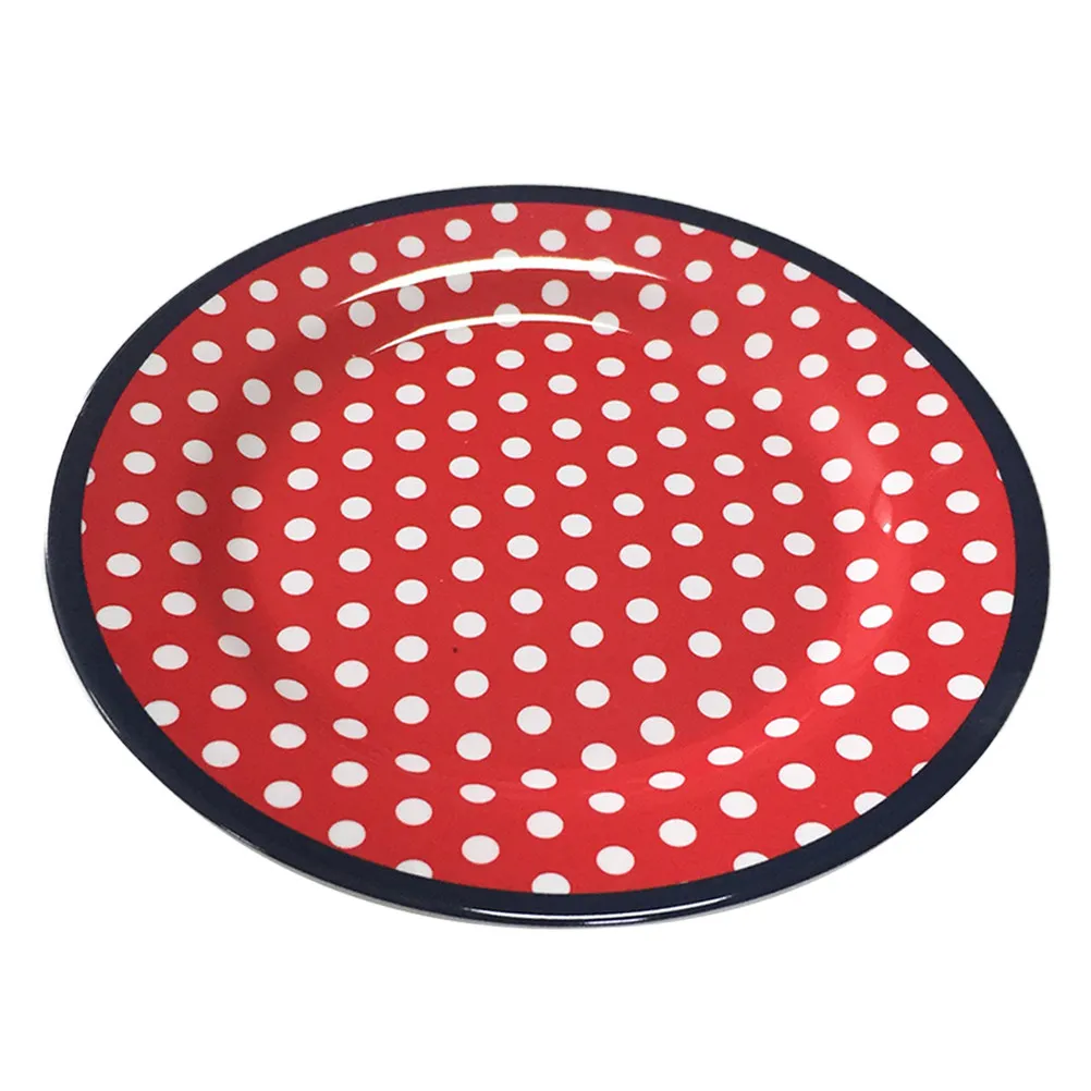 1Pcs 9 Inch Premium Porcelain Plate Multifunctional Round Dish Fruit Candy Snack Plate Ideal for Kitchen Living Room Bedroom Red