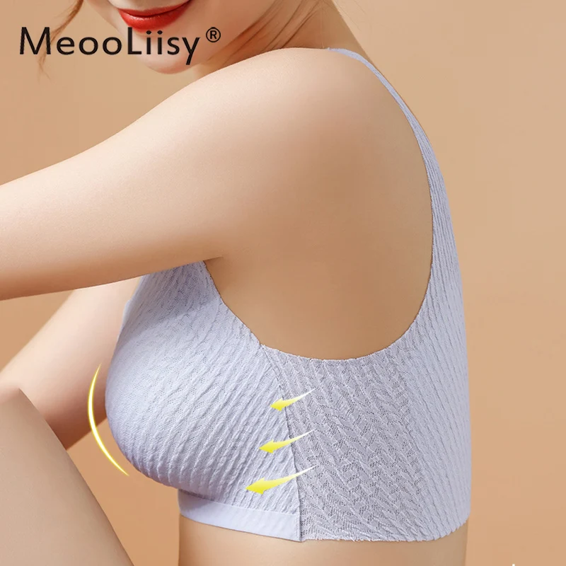 MeooLiisy-sujetadores de copa completa sin costuras para mujer, lencería de encaje sin alambre, Push Up, ropa interior para correr, Yoga, cómoda