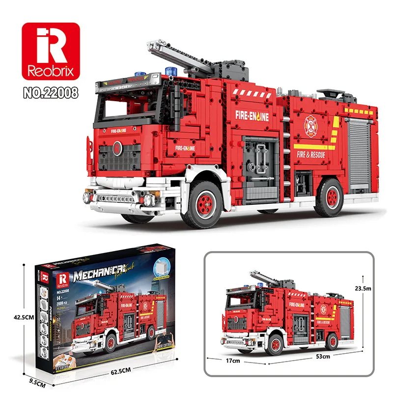 Reobrix Rescue fire truck building blocks assembly model RC technology car building blocks toy tabletop decoration gift 2888PCS