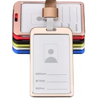 Portatarjetas de aleación de aluminio, funda para insignia con cordón, pase para trabajadores de personal, portatarjetas de identificación de crédito, suministros de oficina y negocios, portatarjetas