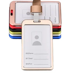 Aluminium Alloy Card Holder Lanyard Badge Case Staff Workers Pass Credit ID Holder Business Office Supplies Card Badge Holder