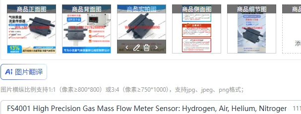 FS4001 High Precision Gas Mass Flow Meter Sensor: Hydrogen, Air, Helium, Nitrogen, Oxygen and other trace gases