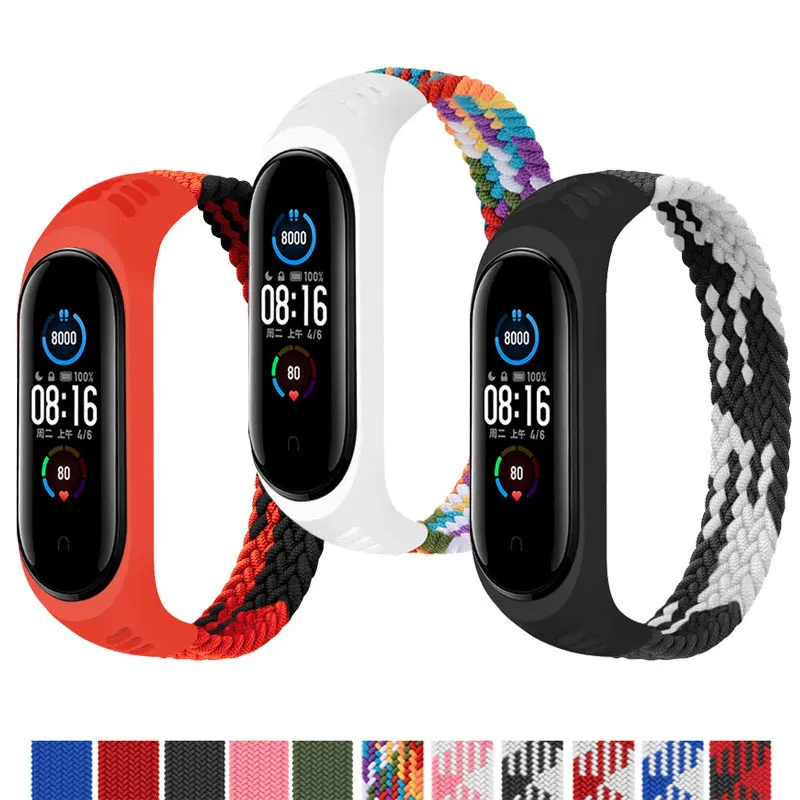 

Nylon Braided Solo Loop Strap For Xiaomi Mi Band 7 6 Bracelet Replacement MiBand 6 5 Wrist Color Strap For Xiaomi Band 4 5 6