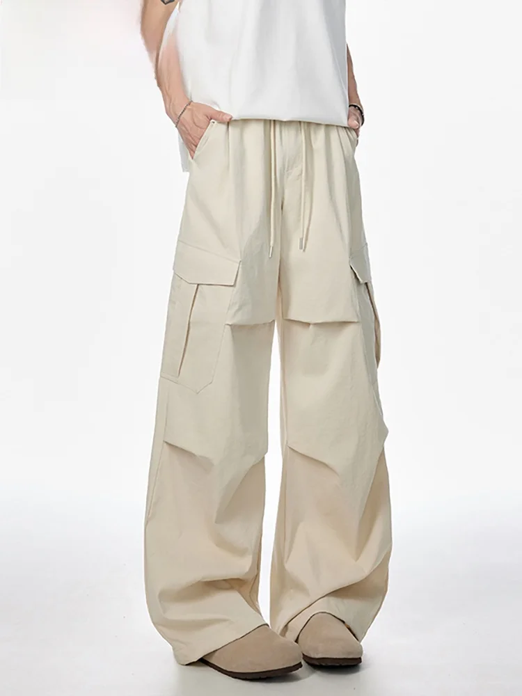 

Wassup Kri Men's Summer Loose Fit Thin Workwear Pants American Sle Wide Leg Knife Pants Casual Straight Leg Trousers