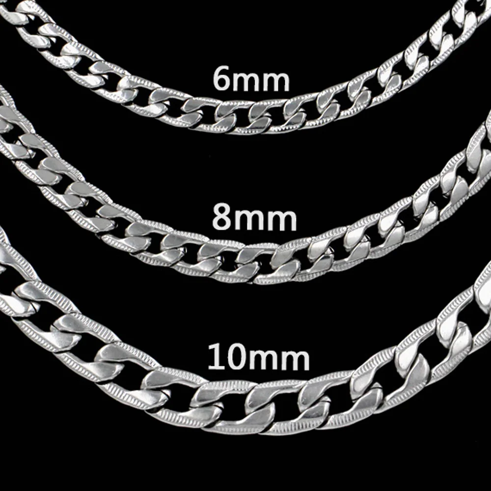 Fashion Cuban Chain Necklace Hip-hop for Men/Women 925 sterling silver Pattern Curb Link Chain Male Collar