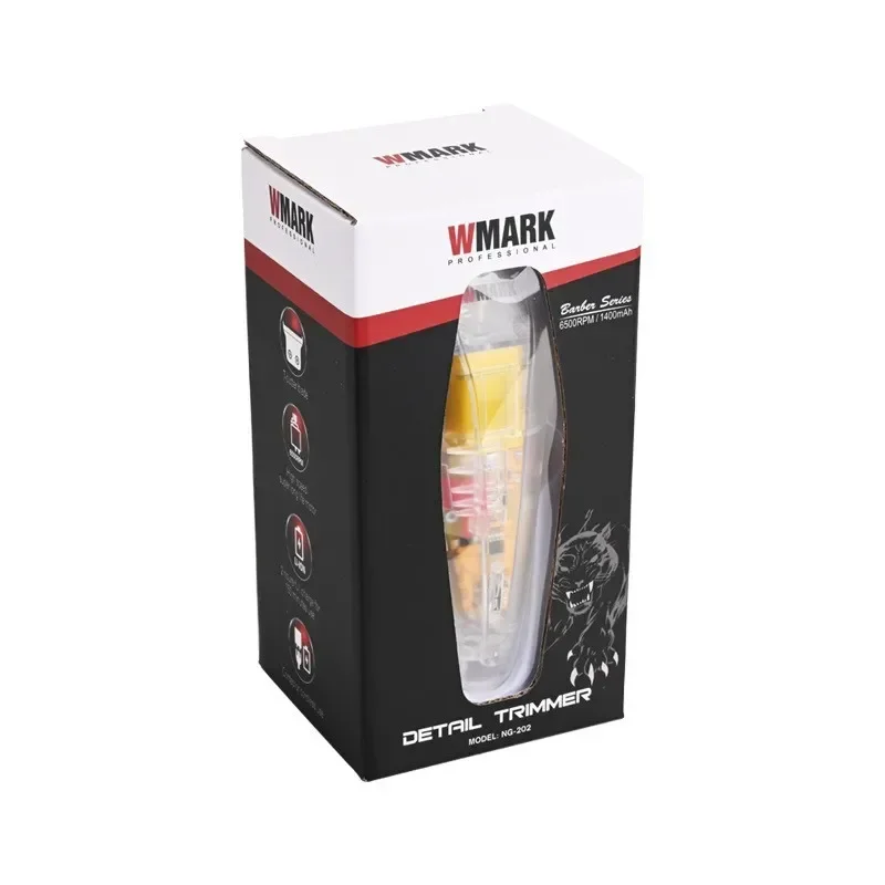 WMARK-cortadora de pelo NG-202 para hombre, afeitadora profesional recargable, con detalles de estilo transparente, 6500 RPM