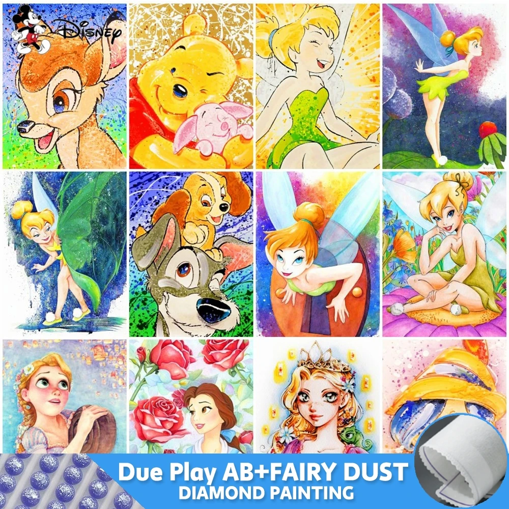 Fairy Dust AB Disney Cartoon Diamond Painting Full Embroidery 5D Mosaic Bambi Winnie The Pooh Tinkerbell Home Decoration