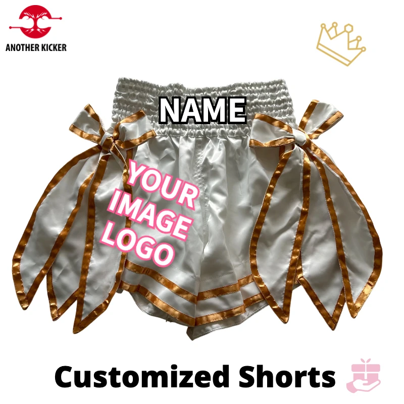 مخصص التدرج الملاكمة التايلاندية السراويل شعار شخصي/التطريز سريعة الجافة الساتان السراويل للتدريب الملاكمة/القتال الرجال النساء الطفل #6