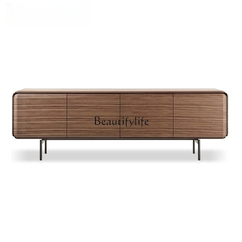 

4*Italian retro solid wood TV cabinet, walnut color storage, modern simple household living room, small apartment floor cabinet