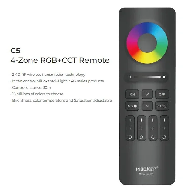 Miboxer 4-Zone/8-Zone 2.4G RGB+CCT Remote Work with Miboxer/Milight  2.4G series products