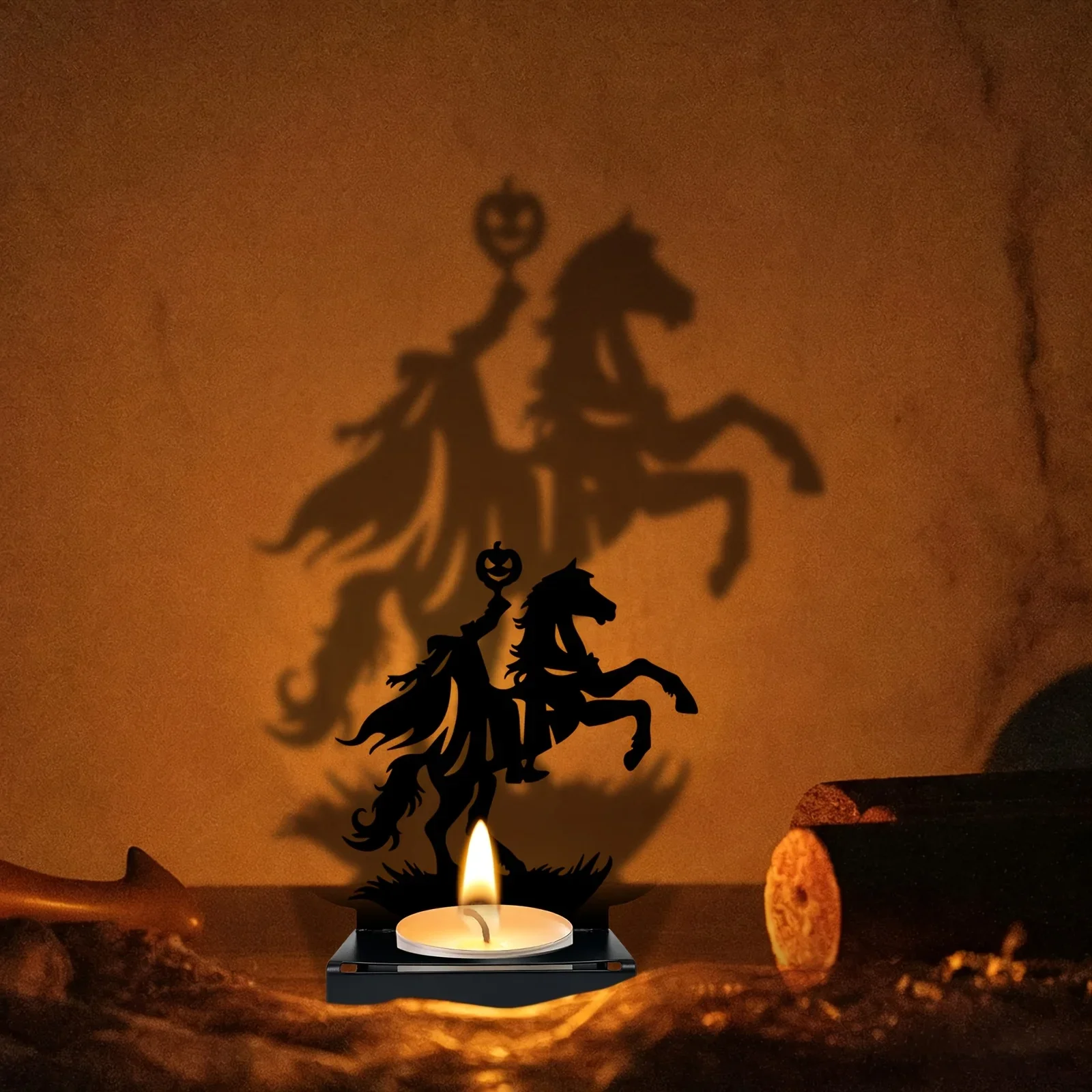 CIFBUY Headless Horseman Candle Holder Iron Metal Sculpture Decor for Home Table Halloween Party Gift Rustic Accent