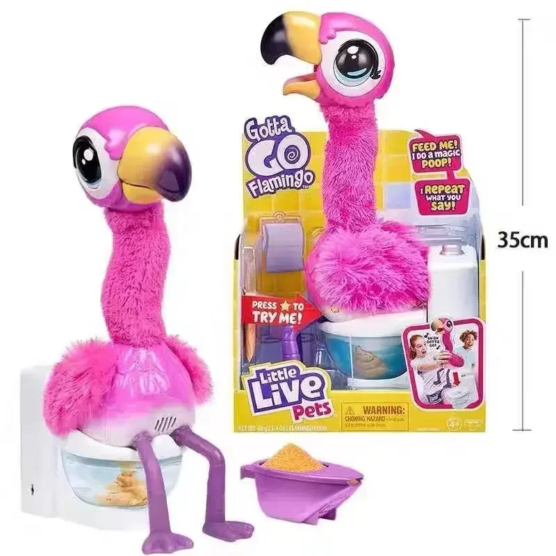 Flamingo Little Live Pets Electronic Pet Plastic Animal Feeding Poop Toy Singing Funny Doll Play House Children Birthday ToyGift