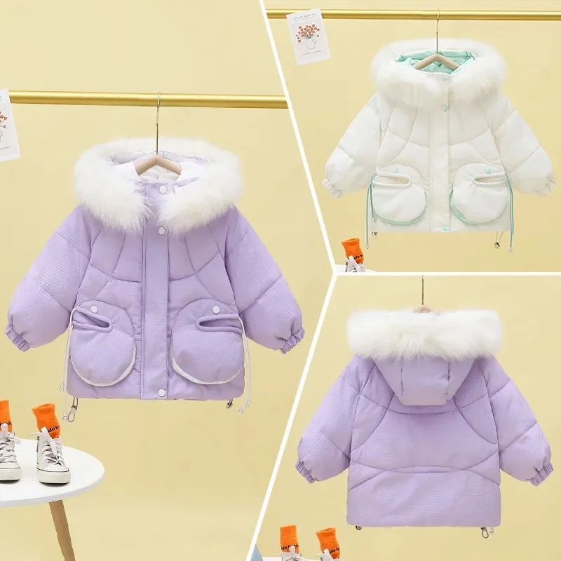 New Girls Boys Jacket Winter Coats Children Clothes Hooded Windbreaker Coat For Kids 2-7 Years Cotton Warm Outerwear TZ929