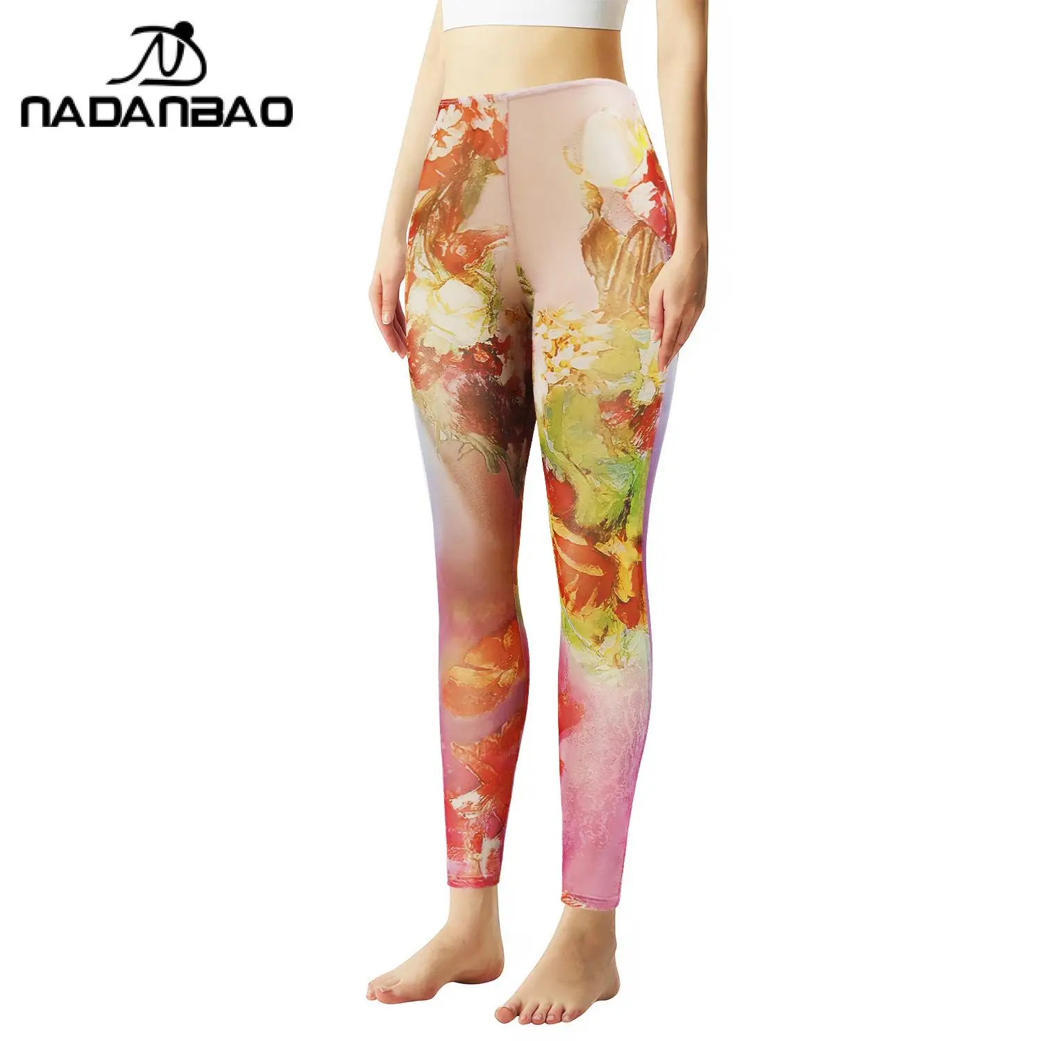 Nadanbao Sexy Casual Leggings for Women Gauze Digital Printing Elastic Tights Sweatpants Female Fashion Skintight Yoga Pants