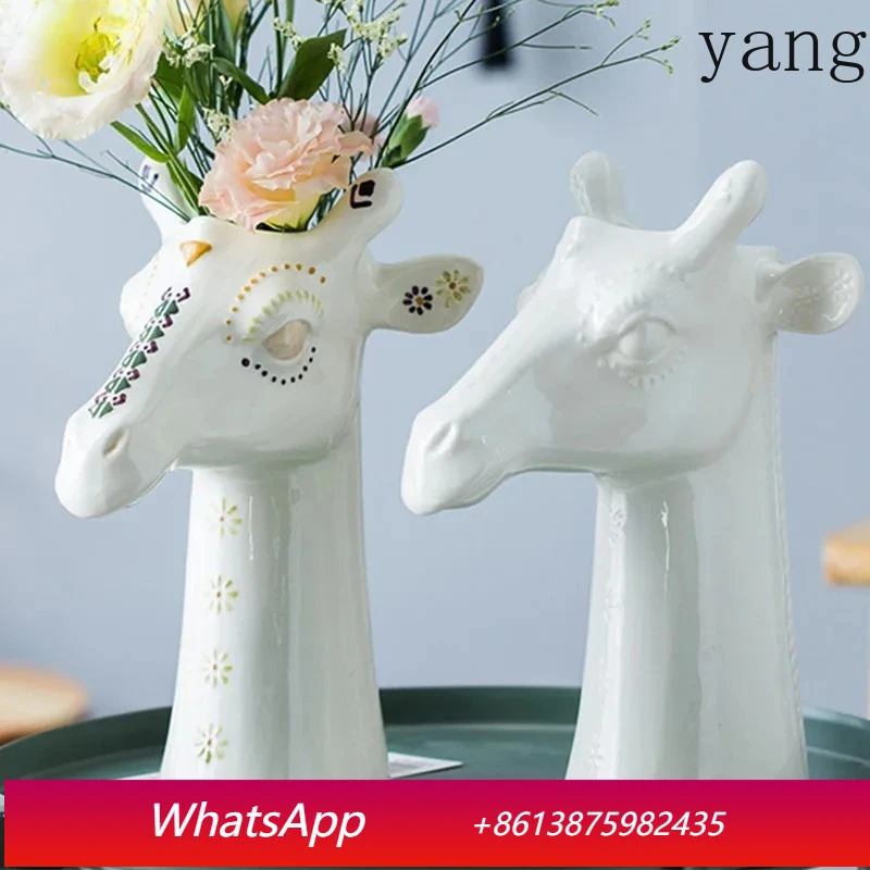 

Creative Giraffe Ceramic Vase Desk Decoration Flower Arrangement Flower Pots Giraffe Shaped Floral Vases Room Aesthetic Decor