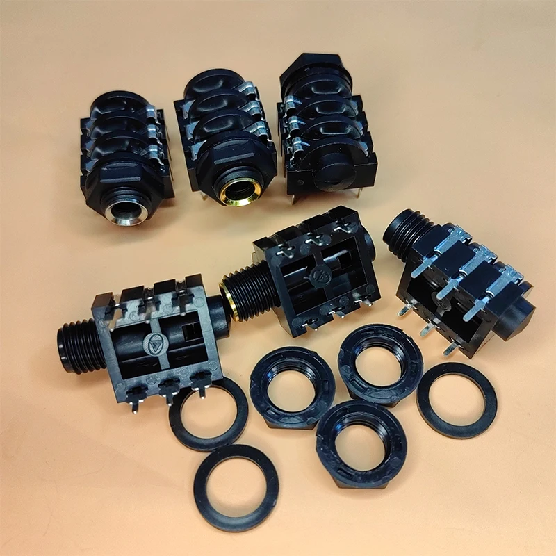 1/10PCS Microphone Jack Thread PCB Panel Mount Connectors 6.35mm Jack 6Pin Stereo Female Headphone Socket Audio Speakon Plug