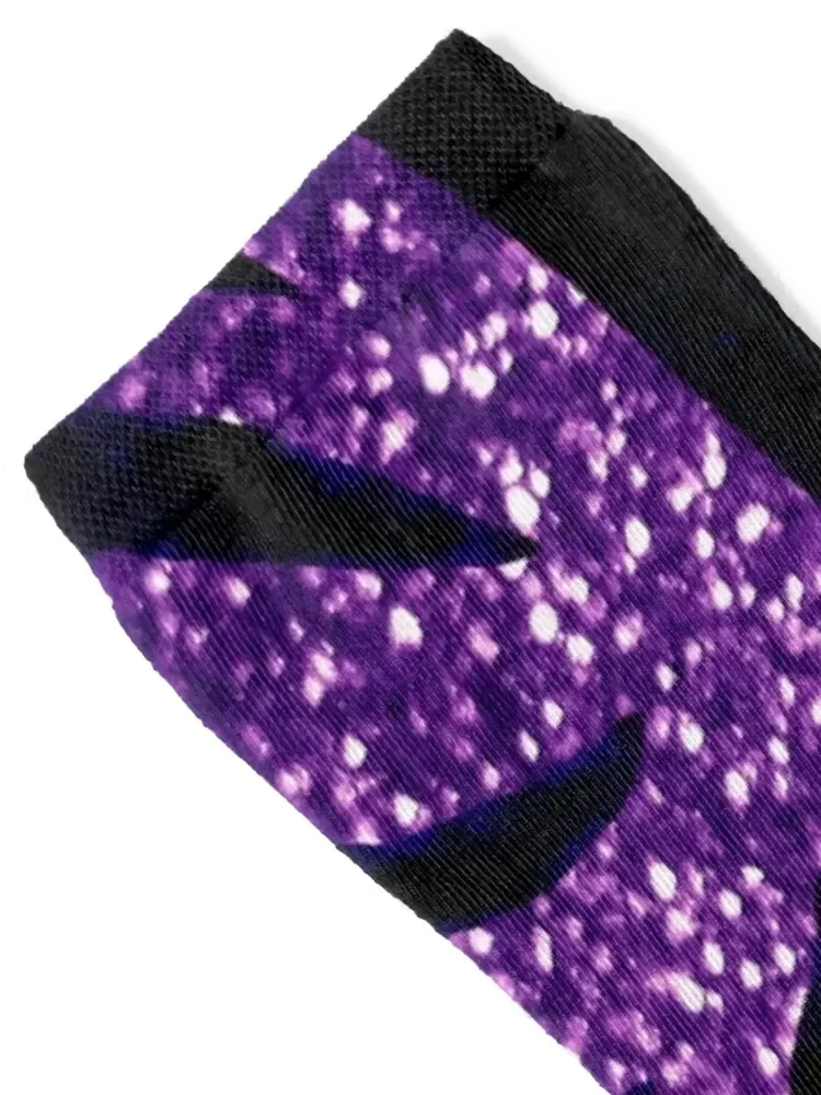 Photographic Image of Purple Glitter Zebra Print Socks Climbing man floral winter Socks Men's Women's