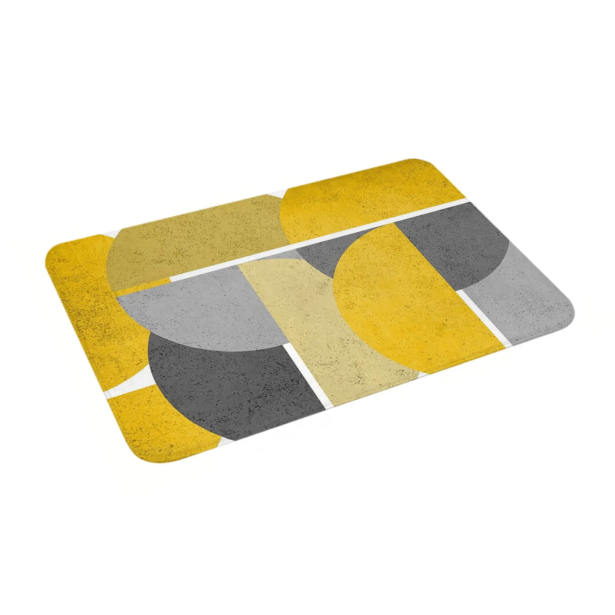 

Modern Yellow and Gray Geometric Anti-slip Doormat Floor Mat Mat Carpet Rug for Kitchen Entrance Home Living room Footpad Mats
