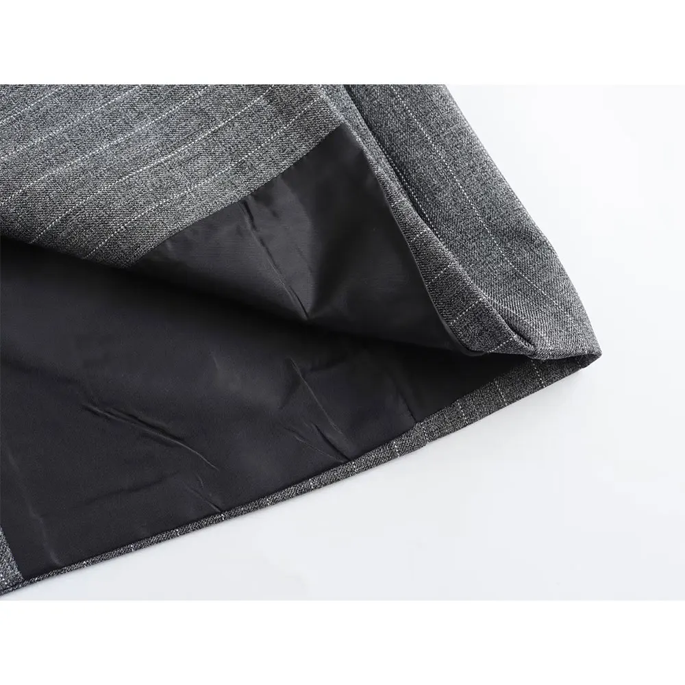 سترة مخططة بصف واحد من Duoperi بجيوب للنساء ، جاكيت بأكمام طويلة برقبة مسننة ، أنيقة وعصرية #5