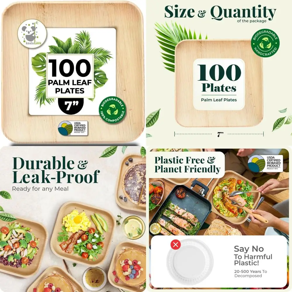 

Одноразовые бамбуковые квадратные тарелки 7-дюймовый пакет для вечеринок — элегантный, прочный, экологически чистый альтернативный для бумаги и пластиковых тарелок