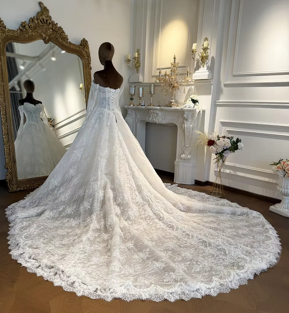Customized Elegant Off White Lace Wedding Dress Straps Amanda Novias Oficial