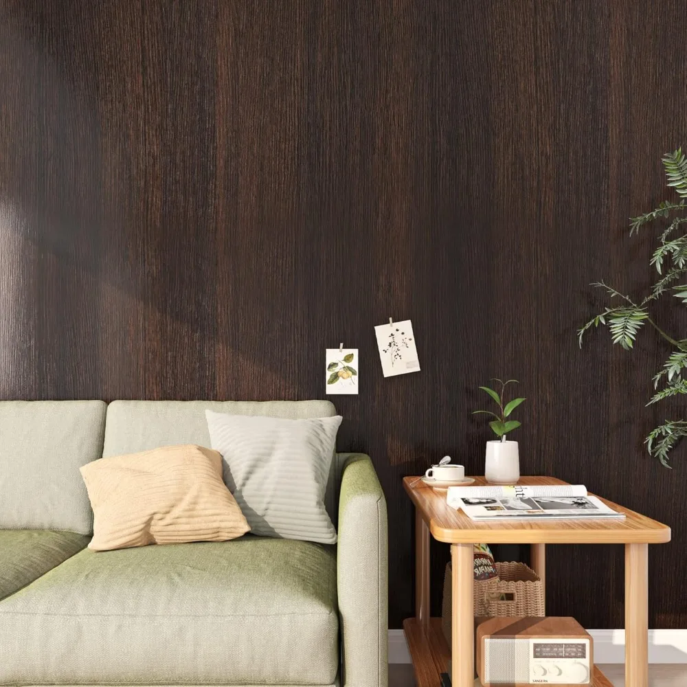 Thick Brown Walnut Wood Contact Paper Peel and Stick for Kitchen Cabinets Waterproof Wallpaper, Easy Installation, Long-lasting image 3