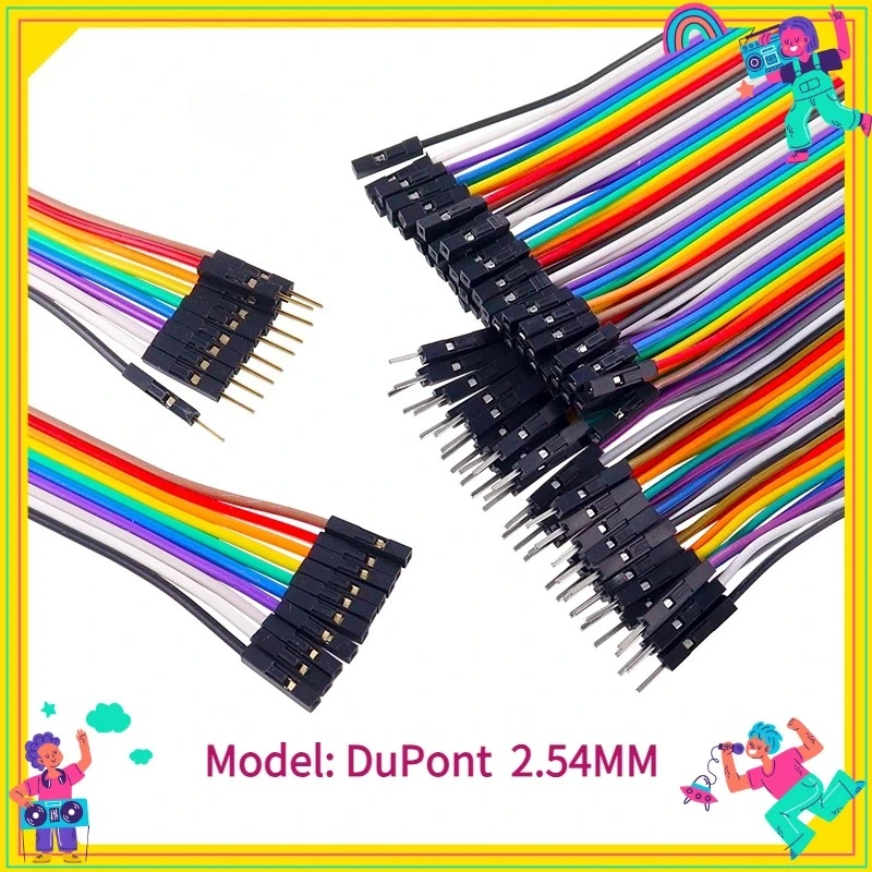 

10Pcs Dupont Jumper Cable Wire for PCB, Male to Male + Female and Female to Female, 1P2, 3, 4, 5, 6, 8, 12 Pin, 2.54mm