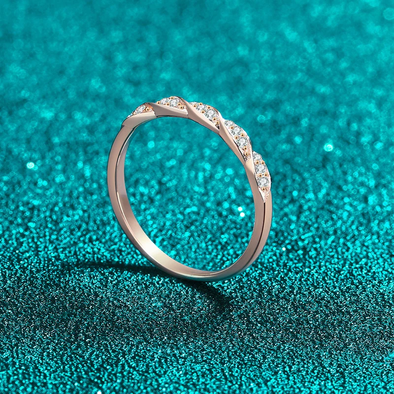 NeeTim D VVS1 Full Moissanite Ring for Women S925 Sterling Silver with Champagne Gold Plated Wedding Band Party Engagement Rings