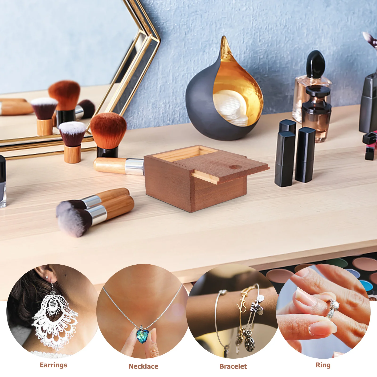 

Wooden Box Sliding Lid Vintage Style Soap Packaging Small Jewelry Storage Case Decorative Organizer Wooden Box