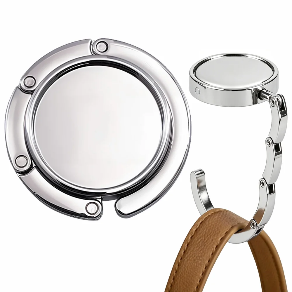 Portable Folding Purse Hook Table Desk Edge Blank Handbag Hanger Foldable Metal Bag Holder Tabletop Storage Hook