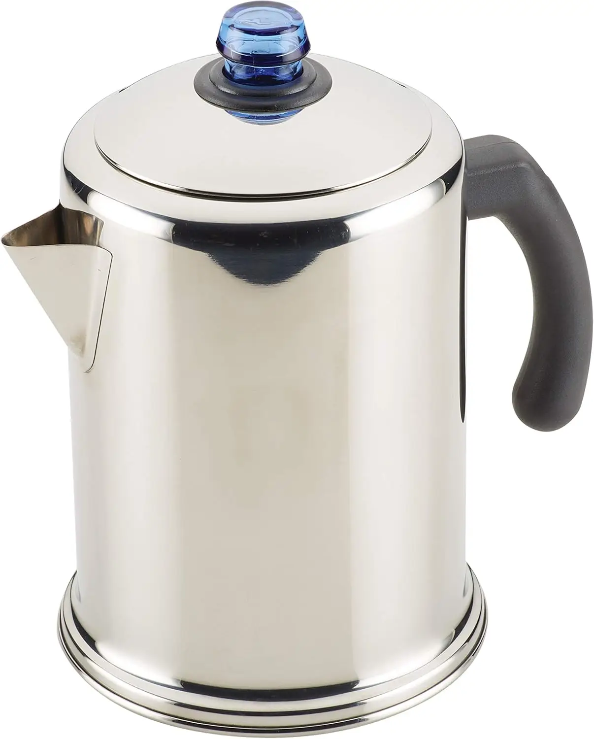 

Stainless Steel Coffee Percolator, 12 Cup Capacity with Blue Glass Knob, Dishwasher Safe for Easy Cleaning