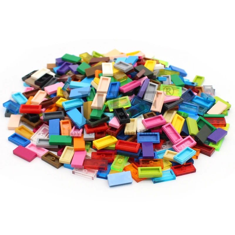 200pcs MOC 3069 Tile1x2 Bricks Assembled Parts Classic Building Blocks Kids Gifts Educational Bulk Accessory Construction Toys