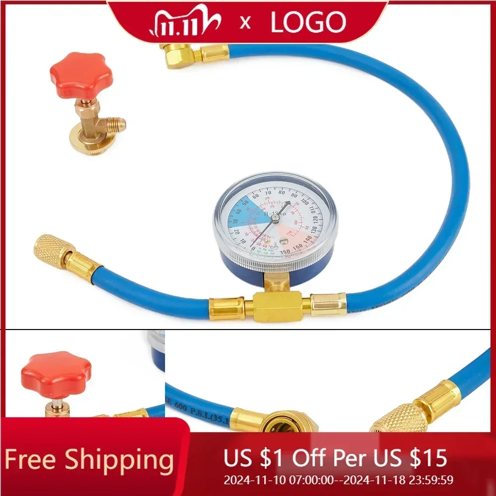 Jauge de tuyau de mesure de recharge de climatisation de voiture AC, contrôle de la pression latérale basse pour un remplissage précis, soupape de sécurité intégrée