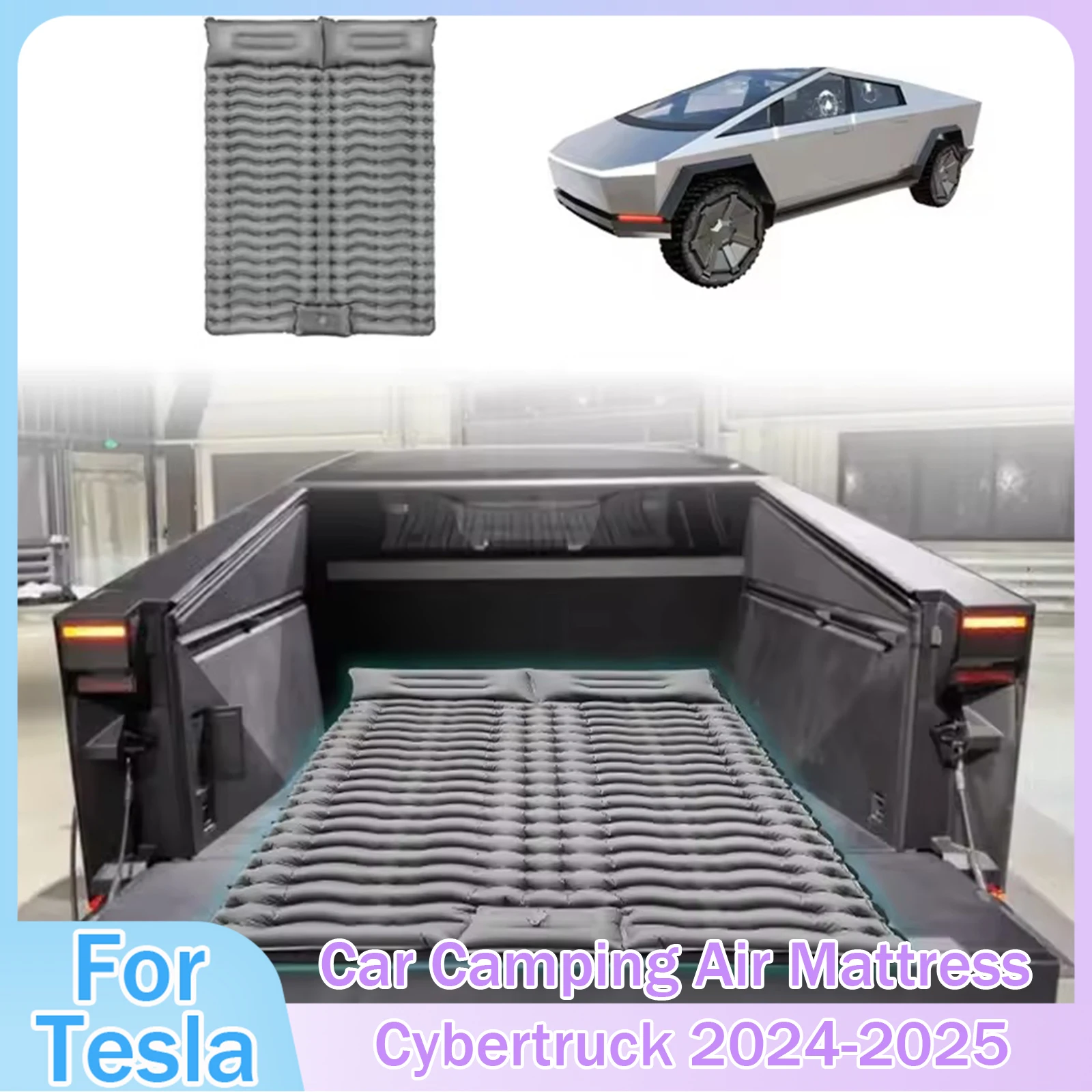 

Car Camping Air Mattress For Tesla Cybertruck 2024-2025 Truck Pickup Air Bed with Carry Bag Travel Vacation Camping Sleeping Pad
