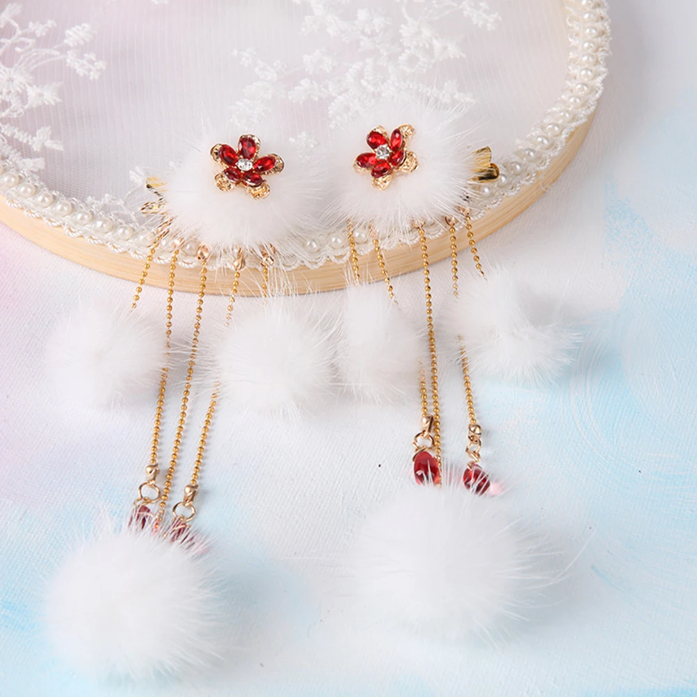 

Hanfu Tassel Hairpin Chinese Accessory Accessories for Girls Clips Pins Pompom Child