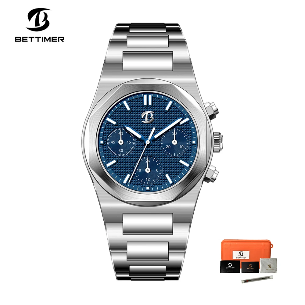 BETTIMER 2024 New Mechanical Men's Watch B8002 Luxury Business ST1903 Sapphire Stainless Steel Clock BGW-9 reloj hombre