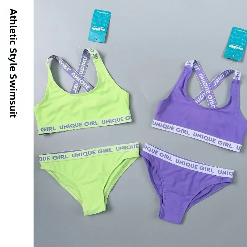 

Детский раздельный купальник Amber Girls Bikini Sle Beach для плавания, для маленьких, средних и больших детей, полиэстер, спандекс