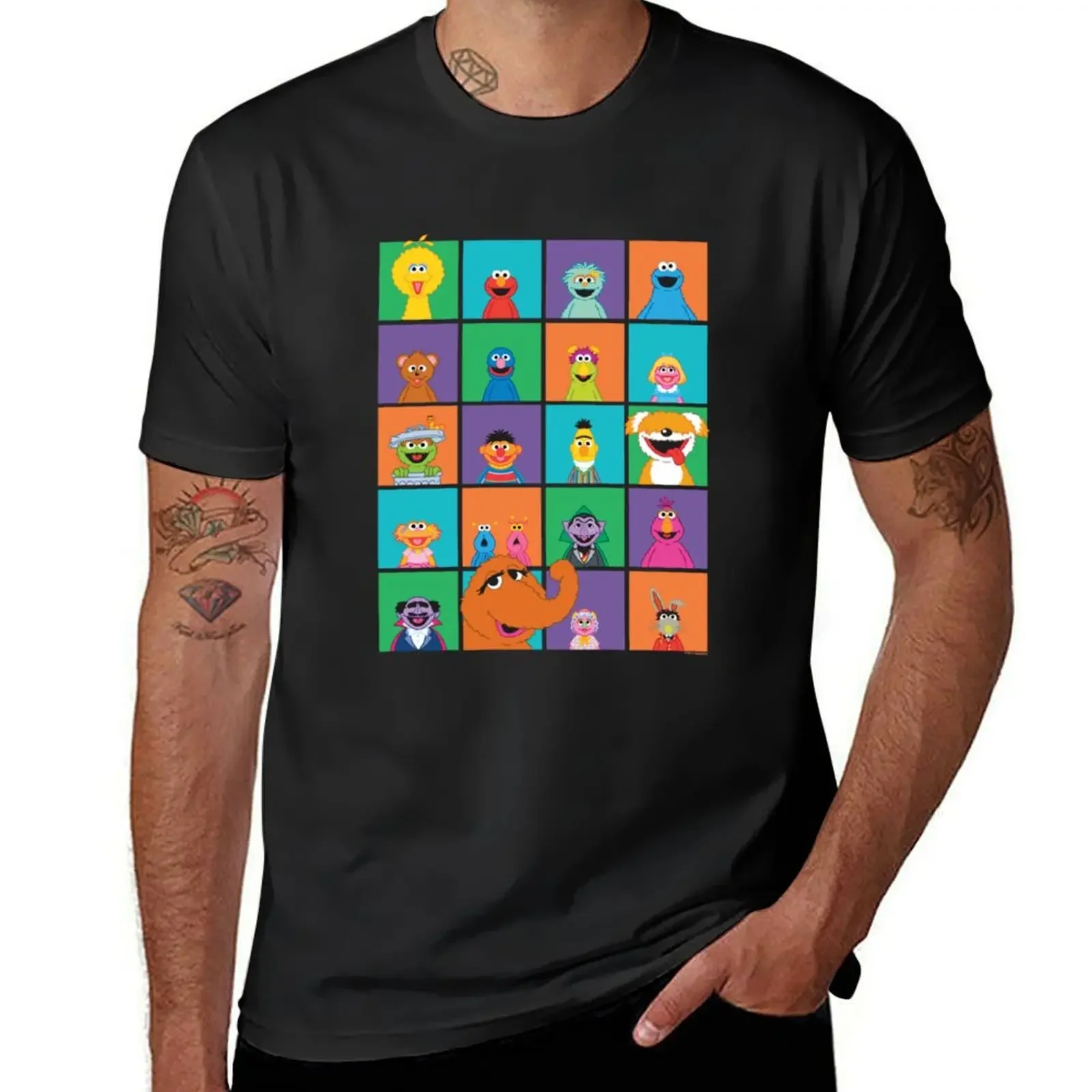 

Character Squares T-Shirt anime stuff aesthetic clothes quick drying men clothings