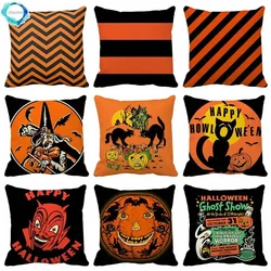 45x45cm Halloween Cartoon Pumpkin Horror Bat Ghost Pillowcase Home Halloween Decoration Cozy Sofa Cushion Cover Pillows Case