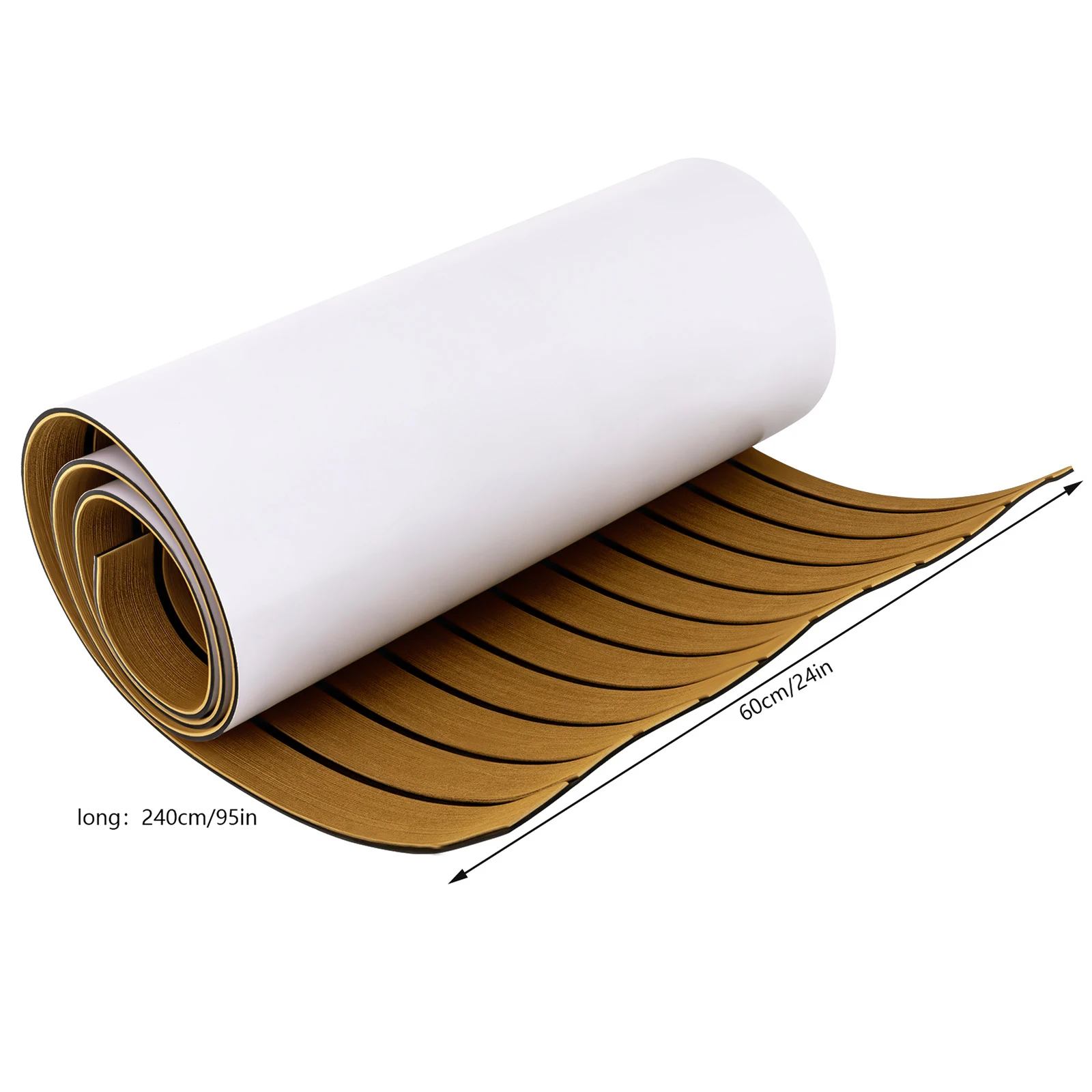 240*60cm Boat Flooring EVA Foam Decking Sheet Faux Teak Marine Mat Non-Slip Self-Adhesive Flooring Material for Motorboat RV