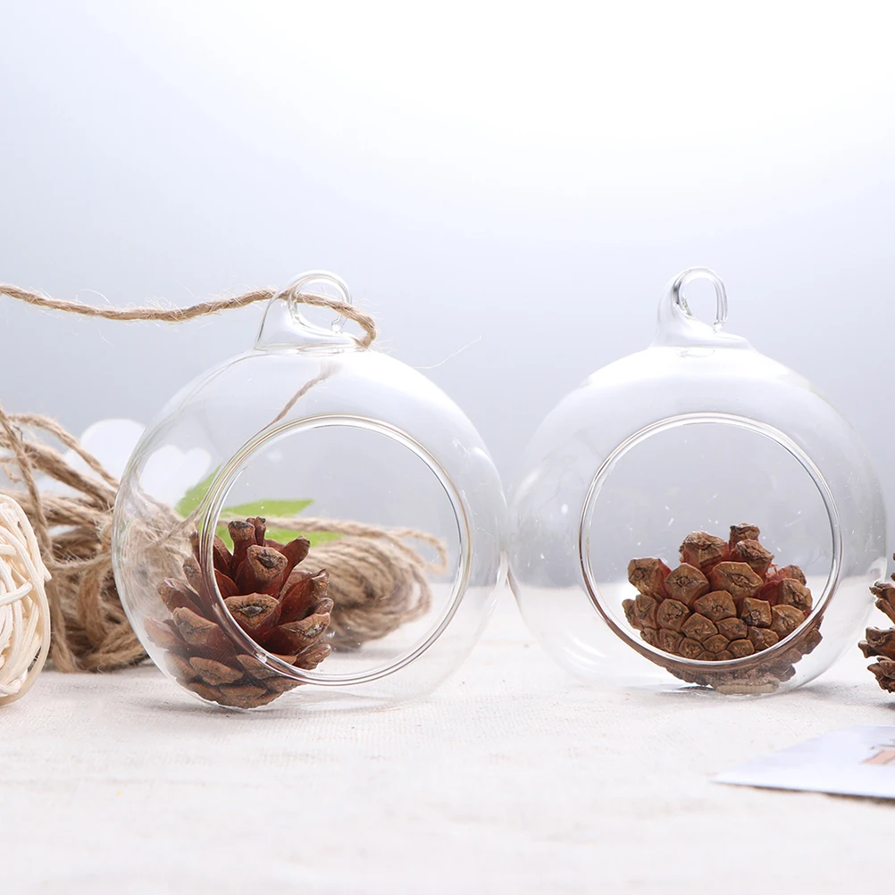 10 قطعة كرة زجاجية عالية الجودة حامل معلق 6 سنتيمتر قاعدة مسطحة 9 متر حبل القنب الزفاف الزجاج ديكور معلق للحزب مكتب المنزل